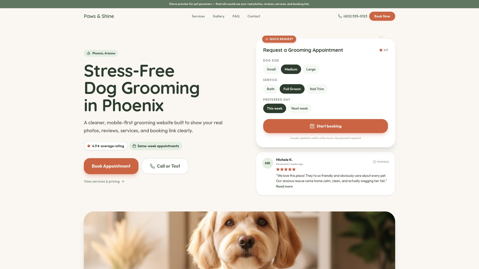 Paws & Shine website